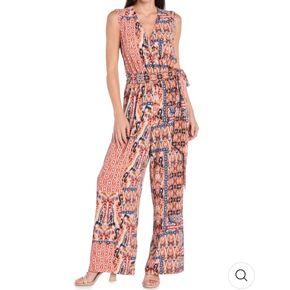 Copper & Denim Patterned Cross-Over Jumpsuit by R&M Richard's  SIZE 12   NWT